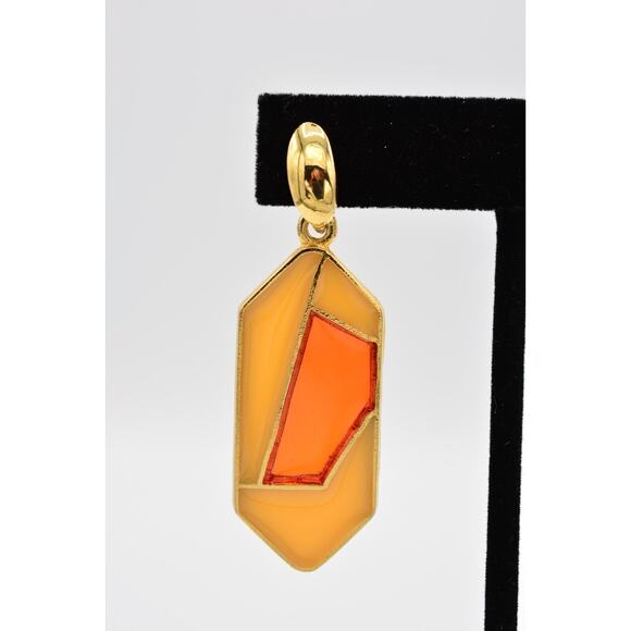 Vintage Dangle Earrings Red Orange Jelly Resin Cream Yellow Bold 1980s BinAI - Picture 6 of 12